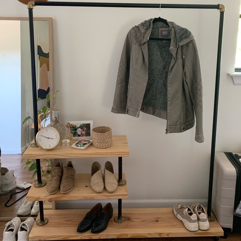 BKE fur lined leather coat